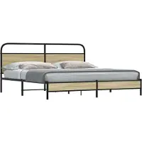 vidaXL Lit métallique sans matelas Chêne Sonoma 200x200 cm
