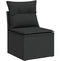 vidaXL Ensemble de salon de jardin 6 pièces avec coussins noir poly rotin