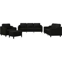 vidaXL Ensemble de canapés 4 pièces avec coussins Tissu noir