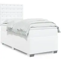 vidaXL Lit boxspring avec matelas blanc 90x190 cm similicuir