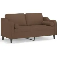 vidaXL Canapé 2 places avec oreillers décoratifs marron 140 cm tissu