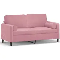 vidaXL Canapé 2 places avec coussins décoratifs rose 140 cm velours