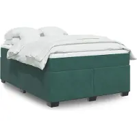 vidaXL Lit boxspring avec matelas vert foncé 200x200 cm velours