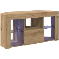vidaXL Meuble TV d'angle LED Artisan Chêne 100 x 40 x 50 cm Matériau dérivé du bois