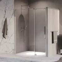 Brauer Stellar Porte de niche - 2 pièces - 140x200cm - porte battante - revêtement de verre - réversible - verre clair - Chrome GS-SRN1H140200CE