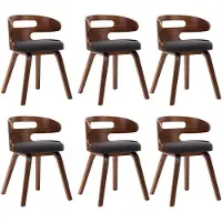 vidaXL Chaises de salle à manger 6 pcs. Gris foncé Bois courbé et tissu