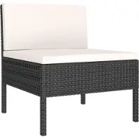 vidaXL Chaises de jardin 3 pcs. avec coussins Poly rotin noir