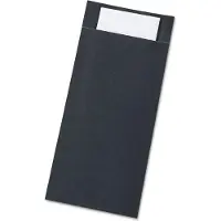 Papstar Pochettes à couverts , incl. serviette blanche, 520 pcs, L 85 x H 200 mm, papier, noir