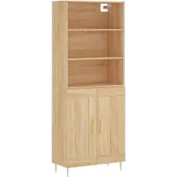 vidaXL Highboard chêne Sonoma 69,5x34x180 cm Matériau dérivé du bois
