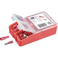 TRU COMPONENTS Assortiment de cosses/fiches plates entièrement isolées, 140 pièces, Câble + prise électronique, Rouge