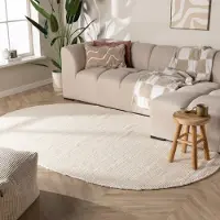 NATURL. Tapis en laine ovale - Feline Blanc | 205x305 cm | Ovale | Tissage plat