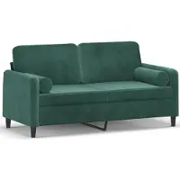 vidaXL Canapé 2 places avec coussins décoratifs vert foncé 140 cm velours