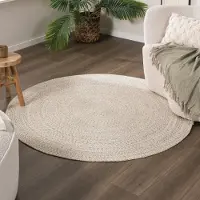Studio Clarice Tapis d'intérieur et d'extérieur rond - Bali Blanc | Ø 100 cm | Rond | Tissage plat
