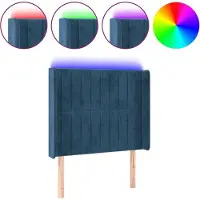 vidaXL Tête de lit LED bleu foncé 83x16x118/128 cm velours