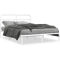 vidaXL Cadre de lit avec tête de lit en métal blanc 150x200 cm