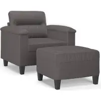 vidaXL Fauteuil avec tabouret Gris 60 cm Similicuir