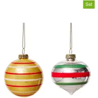 OYOY Living - Vintage Christmas Glass Ball, Pack of 2 - No 3
