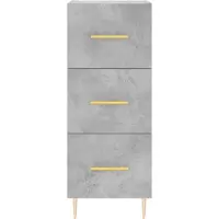 vidaXL Highboard gris béton 34,5x34x180 cm Bois composite