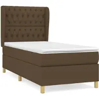 vidaXL Lit boxspring avec matelas brun foncé 90x190 cm Tissu