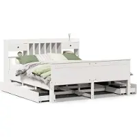 vidaXL Lit en bois massif avec étagère sans matelas blanc 180x200 cm pin