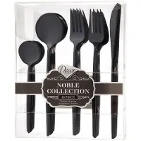Decorline MÉNAGÈRE 40 COUVERTS NOBLE RÉUTILISABLE NOIR