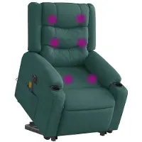 vidaXL Fauteuil de massage électrique avec releveur Tissu vert foncé