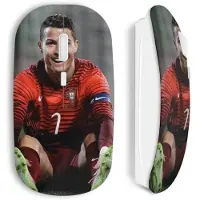 MANIACASE Souris Sans Fil - - Cristiano Ronaldo - Compatible Mac et PC - Clé USB WiFi - Blanc