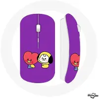 MANIACASE Souris Sans Fil - BTS - BT21 - Tata V Chimmy Jimin - USB Wifi - Multicolore - Violet