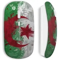 MANIACASE Souris sans fil - Drapeau Algérie - USB - Compatible Mac et PC - Couleur verte - Technologie sans fil