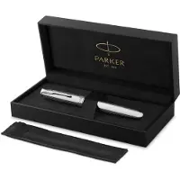 Parker - Sonnet Ciselé Special Edition Fountain Pen - Palladium Finish, 18k Solid Gold Nib - Black (1x)