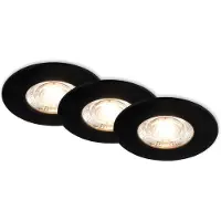 Briloner KULANA MINI LED Spot encastré salle de bain, set de 3, IP44 protection contre les projections d'eau, design plat, lumière blanche chaude, noir, 6,5 x 2,5 cm