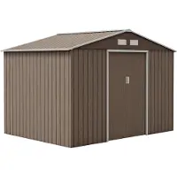 Outsunny Abri de jardin 4,9 m², abri de jardin avec toit en pente, porte coulissante, fondations
