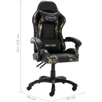 vidaXL Chaise de jeu noir et camouflage similicuir