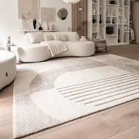 FRAAI Tapis à poils longs - Serene Shapes Crème | 80x150 cm | Rectangulaire | Pile haute
