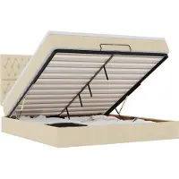 vidaXL Lit ottoman avec matelas & LEDs Crème 200x200 cm Tissu