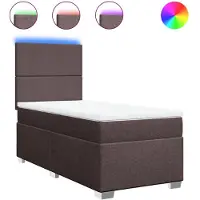 vidaXL Lit boxspring avec matelas brun foncé 90x200 cm Tissu