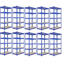 MonsterShop Rayonnage Monster Racking Bleu, 5 niveaux, cadre acier et MDF 8 mm, montage rapide sans boulons, 280 kg/étagère, 12045180 cm