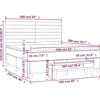 vidaXL Lit boxspring avec matelas bleu 160x200 cm Tissu