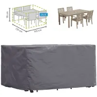 Perel Housse extérieure pour set de jardin, grise, rectangulaire, 165 cm x 135 cm x 95 cm