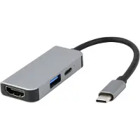 Gembird Adaptateur multiport 3-en-1 A-CM-COMBO3-02 USB Type-C (port USB + HDMI + PD). Argenté