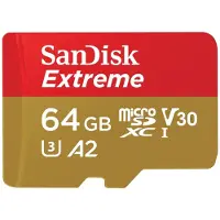 SanDisk MicroSDXC Extrême 64 Go 170 Mo/s A2 C10 V30 UHS-I U3