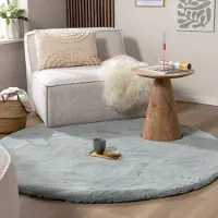 NATURL. Tapis rond à poils longs - Comfy Supreme Bleu/Vert | Ø 160 cm | Rond | Pile haute