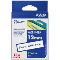 Brother TZe-233 - (12 mm) - Bleu sur blanc - Ruban