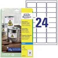 Avery Étiquettes J4773, résistantes aux intempéries, permanentes, adaptées à l'imprimante, rectangulaires, polyester, blanc mat, 240 pièces sur 10 feuilles