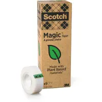 Scotch Ruban adhésif Magic, universel, déchirable à la main, compatible avec les dérouleurs de table , adhésif 66 % végétal, L 30 m x l 19 mm, 9 rouleaux