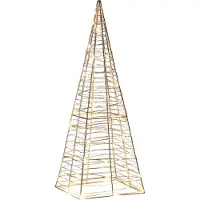 Beliani Décoration extérieure LED Arbre de Noël en métal argenté Décoration saisonnière pour la maison avec lumières