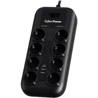 Cyberpower Bloc parafoudre-surtenseur - - P0820SUF0-DE - 8 prises Schuko - 2 ports USB - Noir
