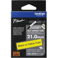 Brother HSe-651E étiquette pour gaine thermorétractable 21 mm (d'origine) - noir sur jaune