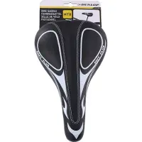 Dunlop Selle de vélo de montagne Selle de vélo MTB en cuir synthétique, y compris la tige de selle rembourrage en mousse 27 x 16,5 x 9,6 CM noir/blanc