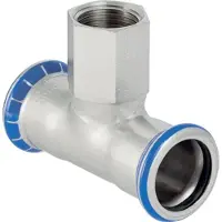 Geberit Tee rustfri 28-1/2-28 mm med manchon på grenen mapress (Connexion en T)